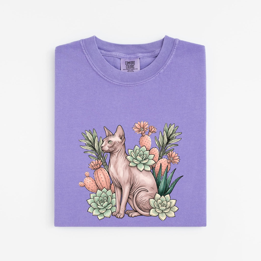 Sphynx Cat Shirt for Women – Botanical Herbaceous Greenery Classic Aloe Graphic Tee
