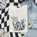 Flower Cat Shirt for Women – Boho Hippie Retro Bug Floral Blooms Kitty Graphic Tee