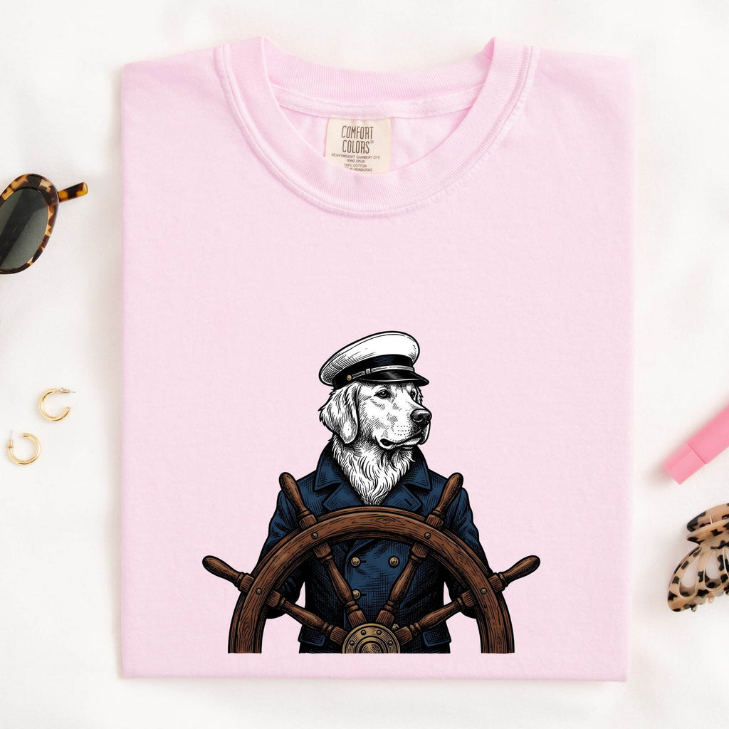 Sea Dog Shirt for Women – Retro Nautical Sketch Helm Marine Sailor Graphic Tee