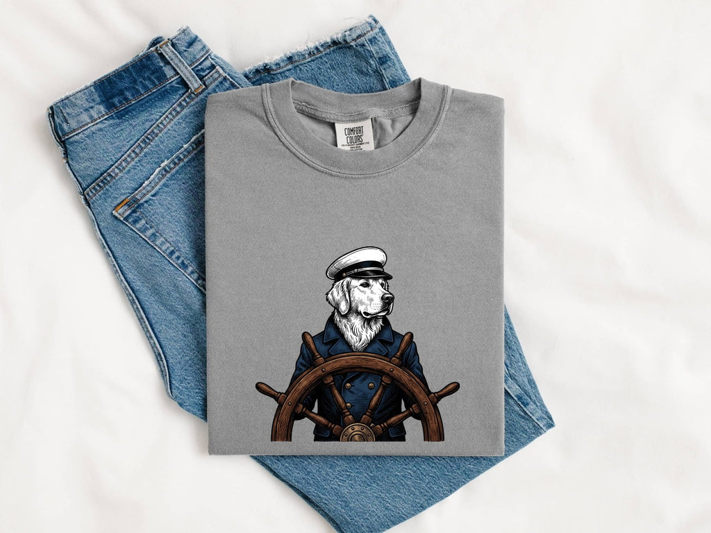 Sea Dog Shirt for Women – Retro Nautical Sketch Helm Marine Sailor Graphic Tee