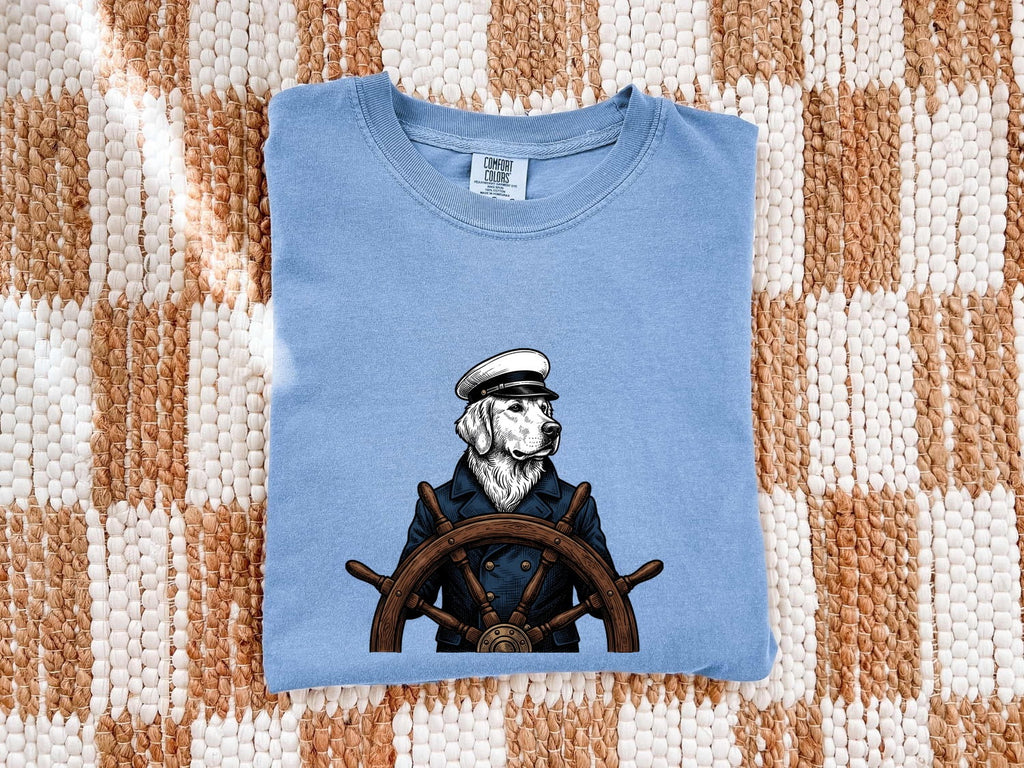 Sea Dog Shirt for Women – Retro Nautical Sketch Helm Marine Sailor Graphic Tee