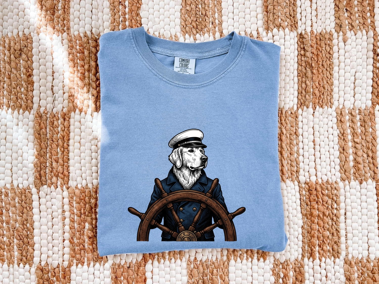 Sea Dog Shirt for Women – Retro Nautical Sketch Helm Marine Sailor Graphic Tee