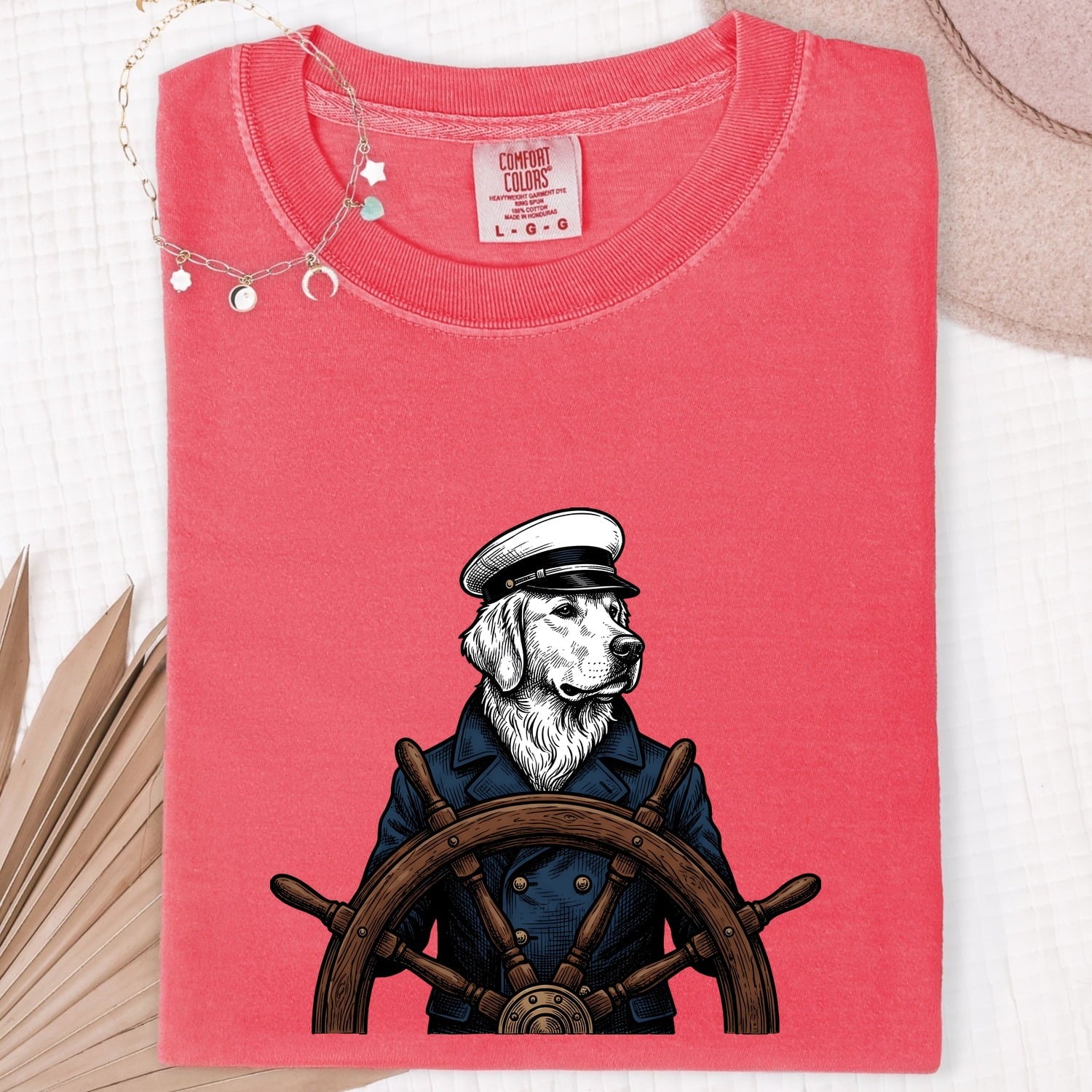 Sea Dog Shirt for Women – Retro Nautical Sketch Helm Marine Sailor Graphic Tee