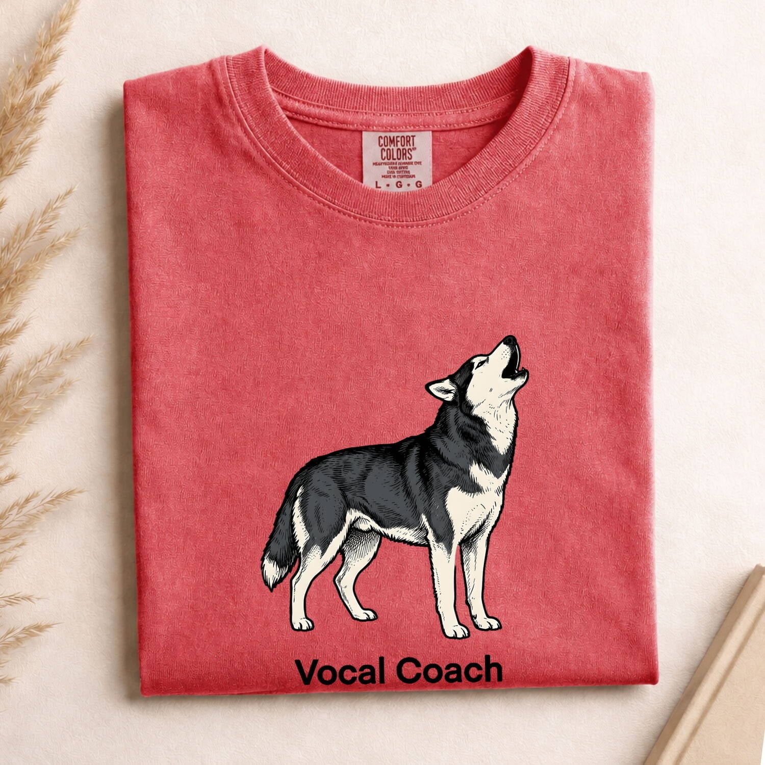 Husky Shirt for Women – Doodle Outline Howling Silhouette Companion Dog Graphic Tee