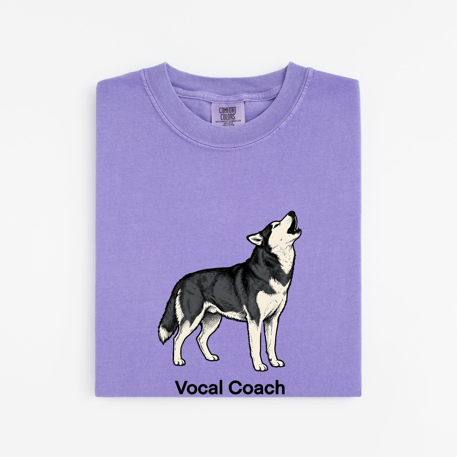 Husky Shirt for Women – Doodle Outline Howling Silhouette Companion Dog Graphic Tee