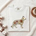 German Shepherd Shirt for Women – Retro Botanical Floral Meadow Alsatian Dog Graphic Tee