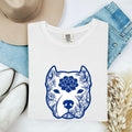 Pitbull Shirt for Women – Hand Drawn Floral Bouquet Illustrated Pibble Dog Graphic Tee