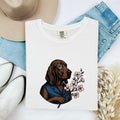 Easter Dog Shirt for Women – Vintage Hand Drawn Floral Puppy Graphic Tee