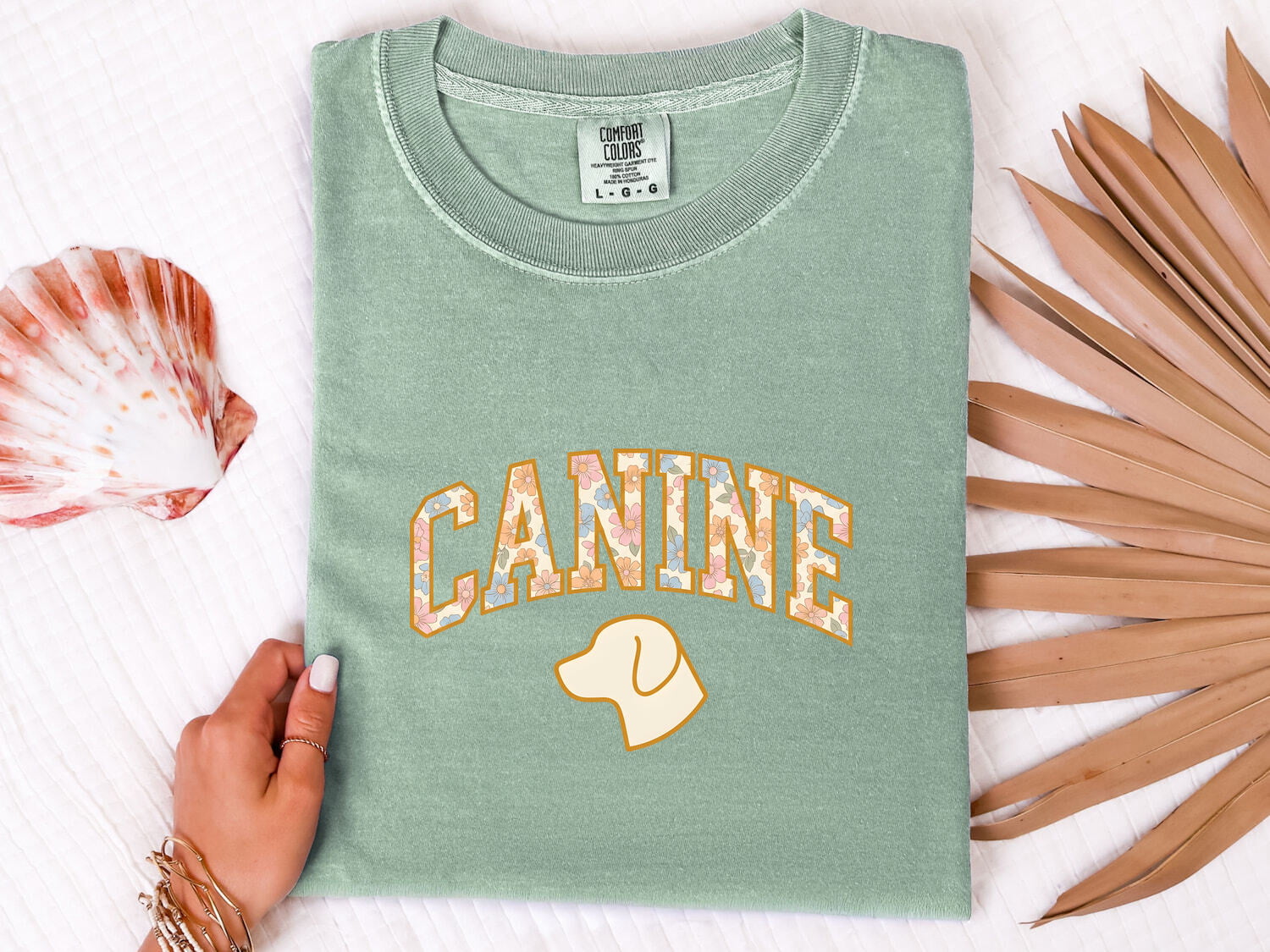 Dog Face Shirt for Women – Botanical Vintage Floral Illustration Canine Graphic Tee