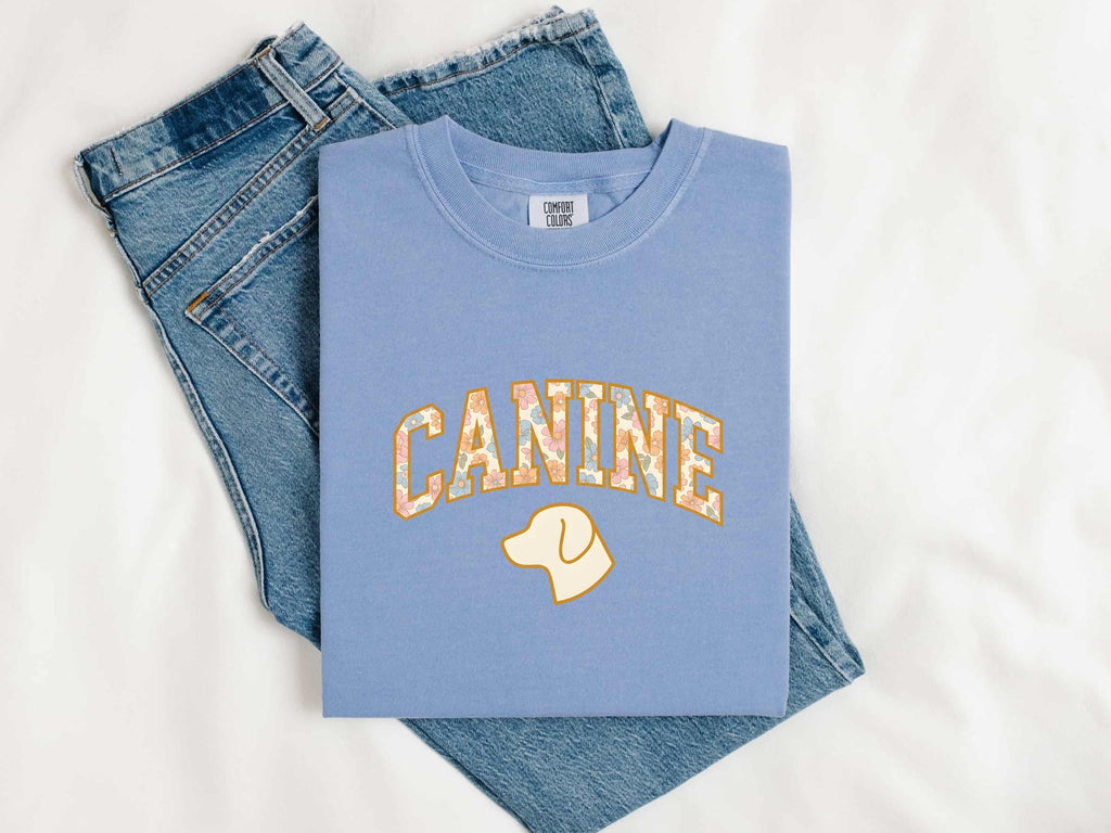 Dog Face Shirt for Women – Botanical Vintage Floral Illustration Canine Graphic Tee