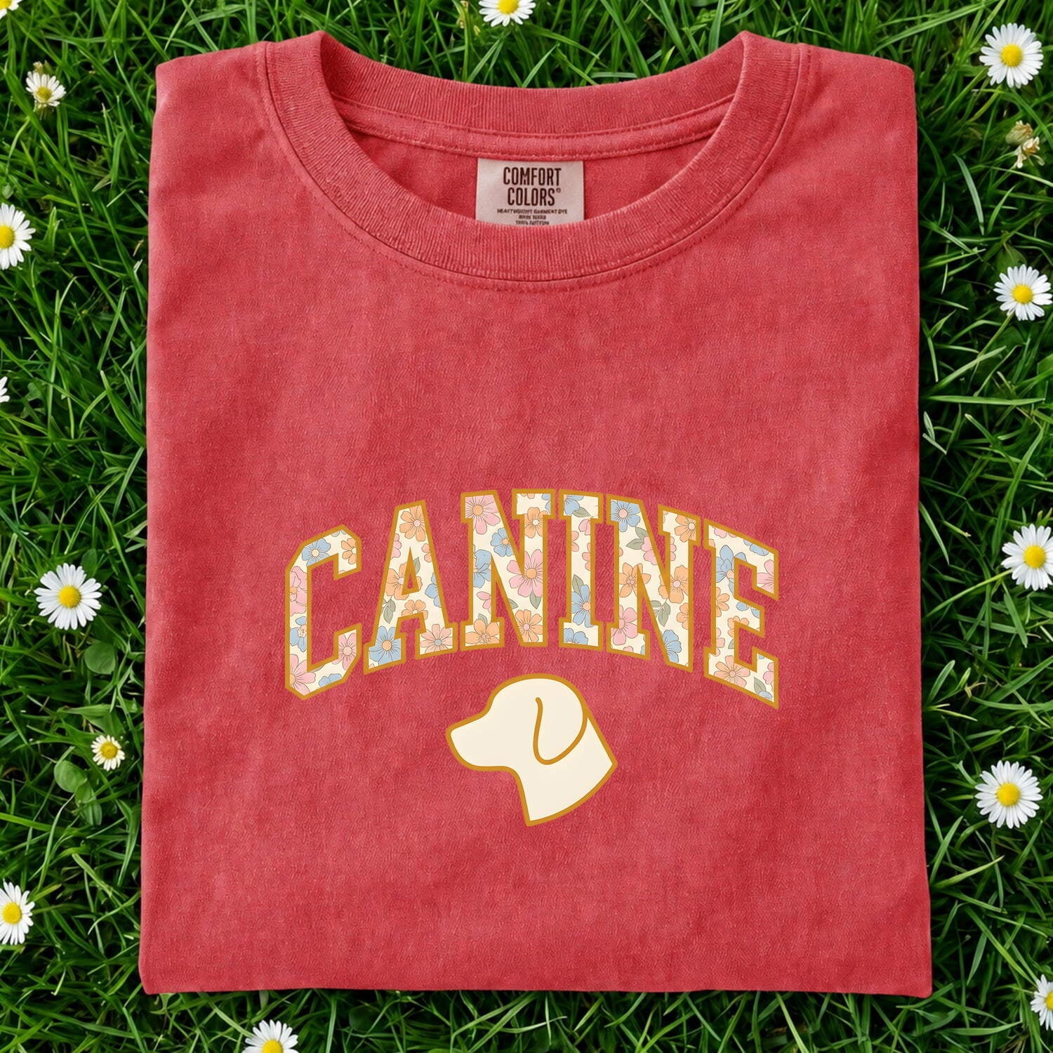 Dog Face Shirt for Women – Botanical Vintage Floral Illustration Canine Graphic Tee