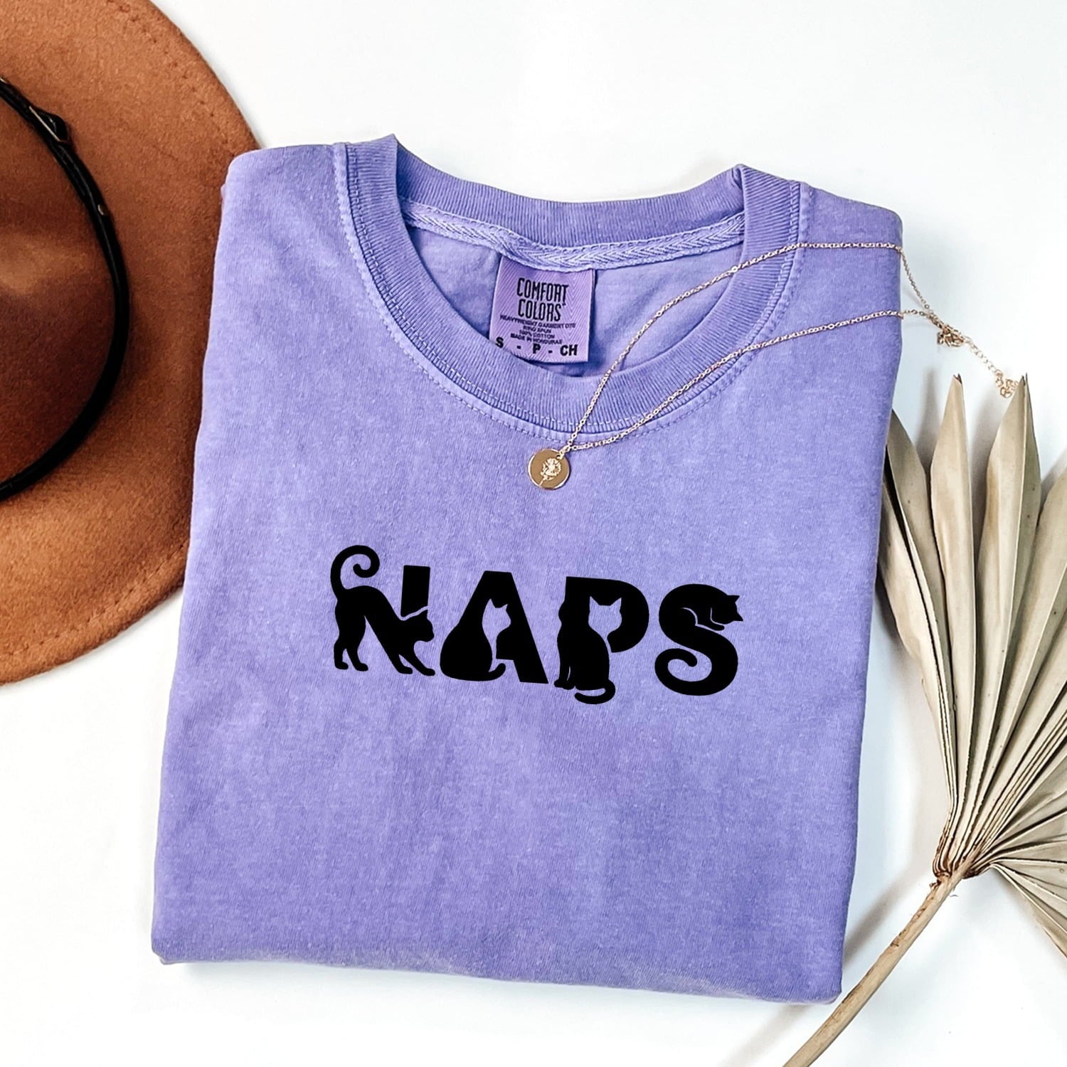 Cat Outline Shirt for Women – Basic Animal Current Resting Feline Graphic Tee
