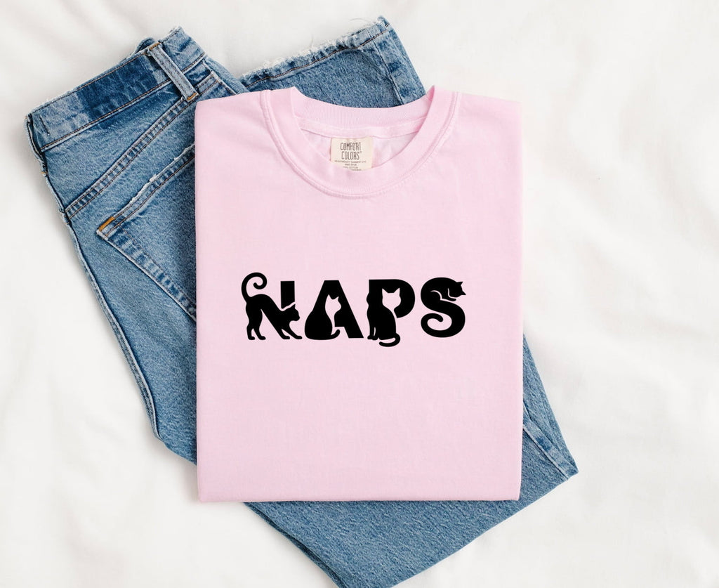 Cat Outline Shirt for Women – Basic Animal Current Resting Feline Graphic Tee