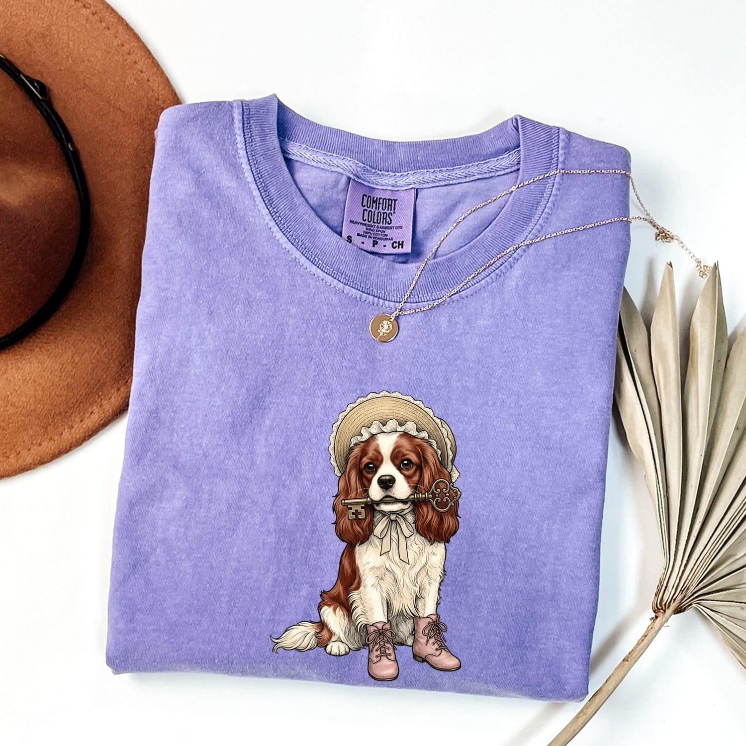 Spaniel Shirt for Women – Classic Wildlife Ink Illustration Door Key Cocker Dog Graphic Tee