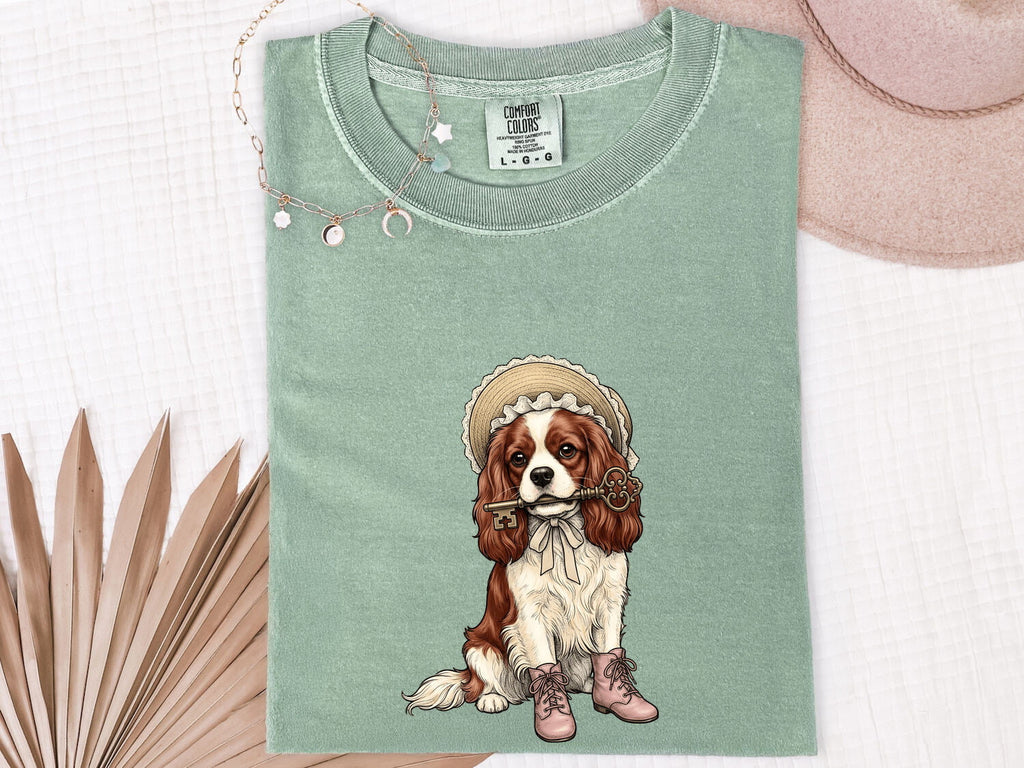 Spaniel Shirt for Women – Classic Wildlife Ink Illustration Door Key Cocker Dog Graphic Tee