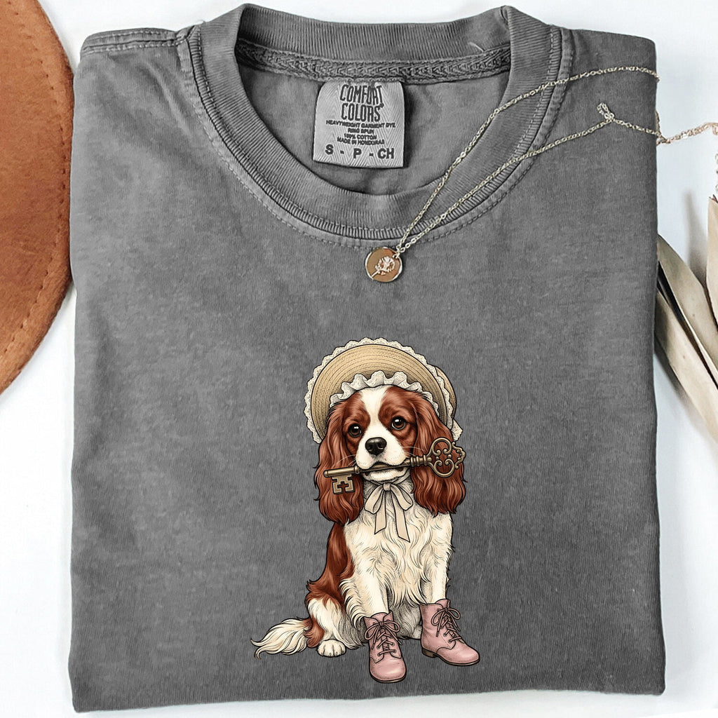 Spaniel Shirt for Women – Classic Wildlife Ink Illustration Door Key Cocker Dog Graphic Tee