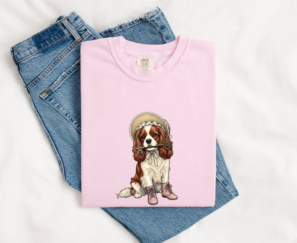 Spaniel Shirt for Women – Classic Wildlife Ink Illustration Door Key Cocker Dog Graphic Tee