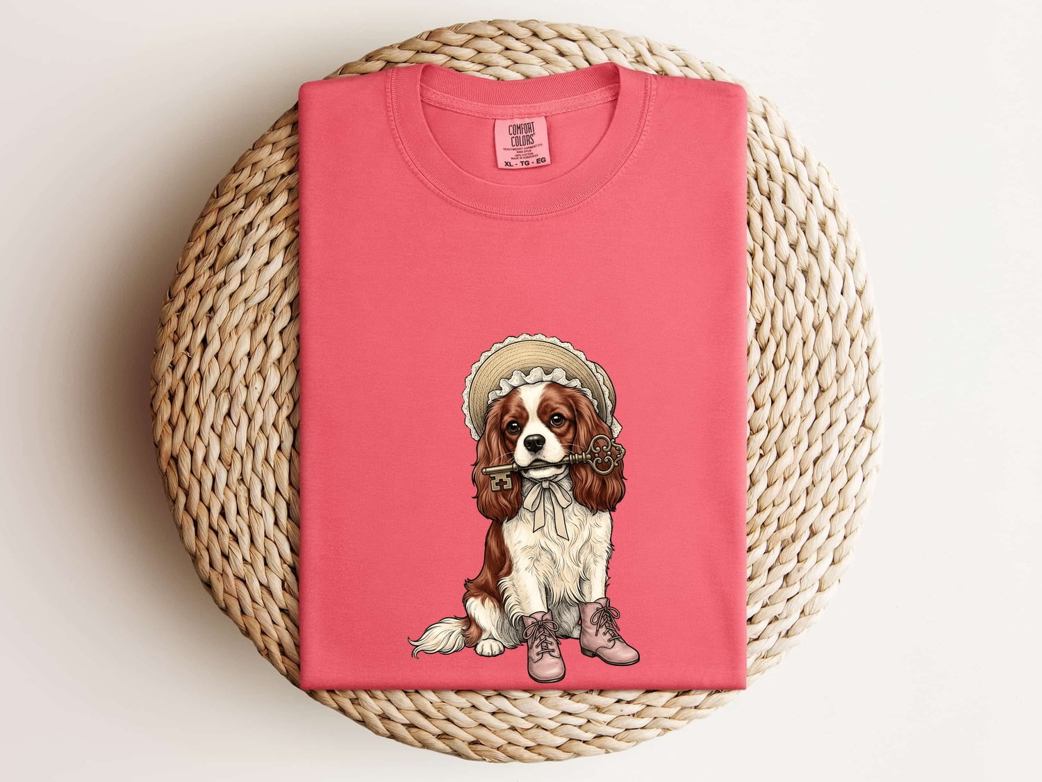 Spaniel Shirt for Women – Classic Wildlife Ink Illustration Door Key Cocker Dog Graphic Tee