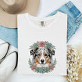 Australian Shepherd Shirt for Women – Floral Garden Cactus Realistic Dog Graphic Tee