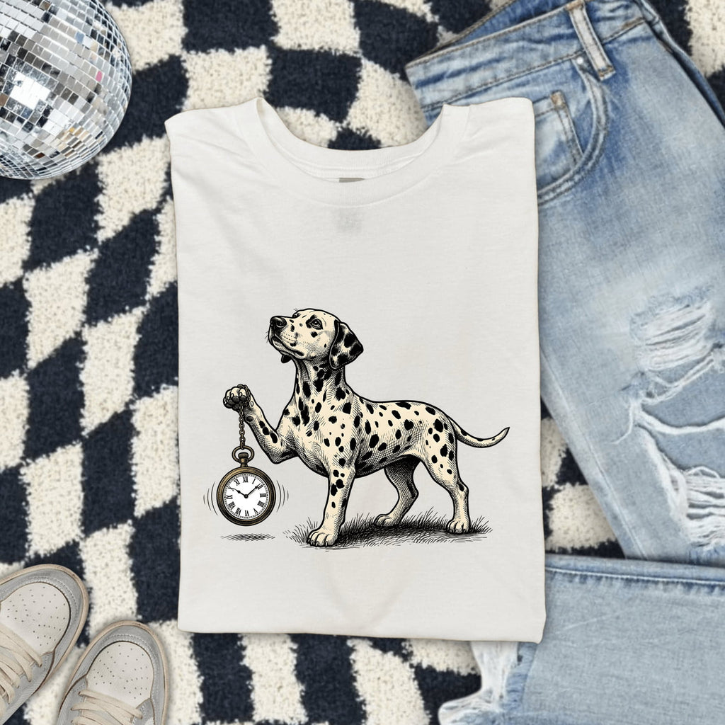 Dalmatian Shirt for Women – Rustic Vintage Spot Dog Illustration Graphic Tee