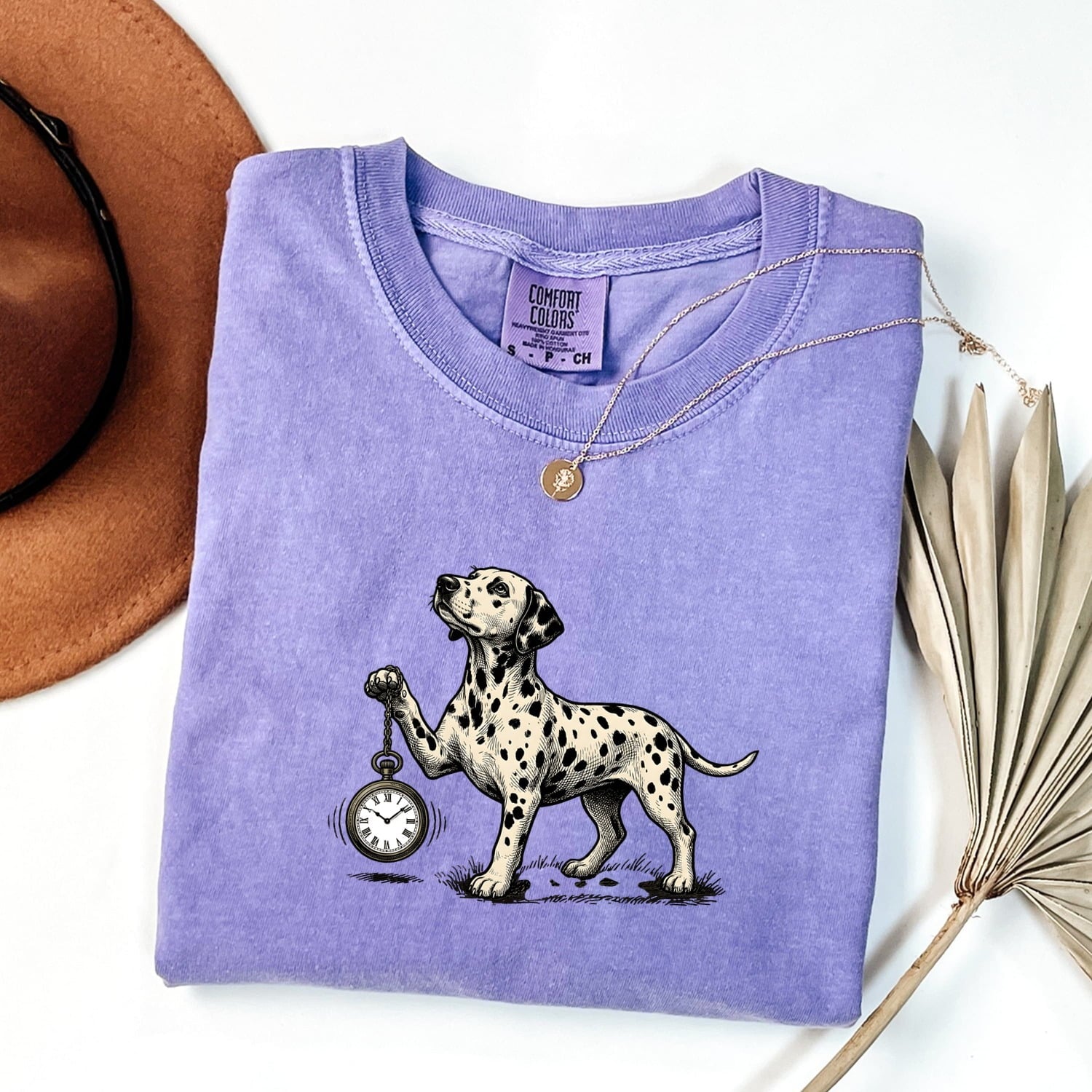 Dalmatian Shirt for Women – Rustic Vintage Spot Dog Illustration Graphic Tee
