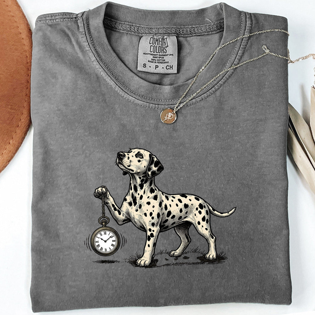 Dalmatian Shirt for Women – Rustic Vintage Spot Dog Illustration Graphic Tee