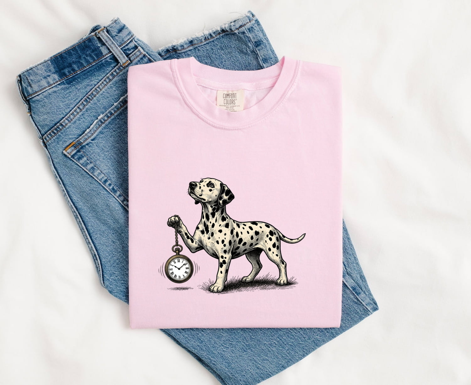 Dalmatian Shirt for Women – Rustic Vintage Spot Dog Illustration Graphic Tee
