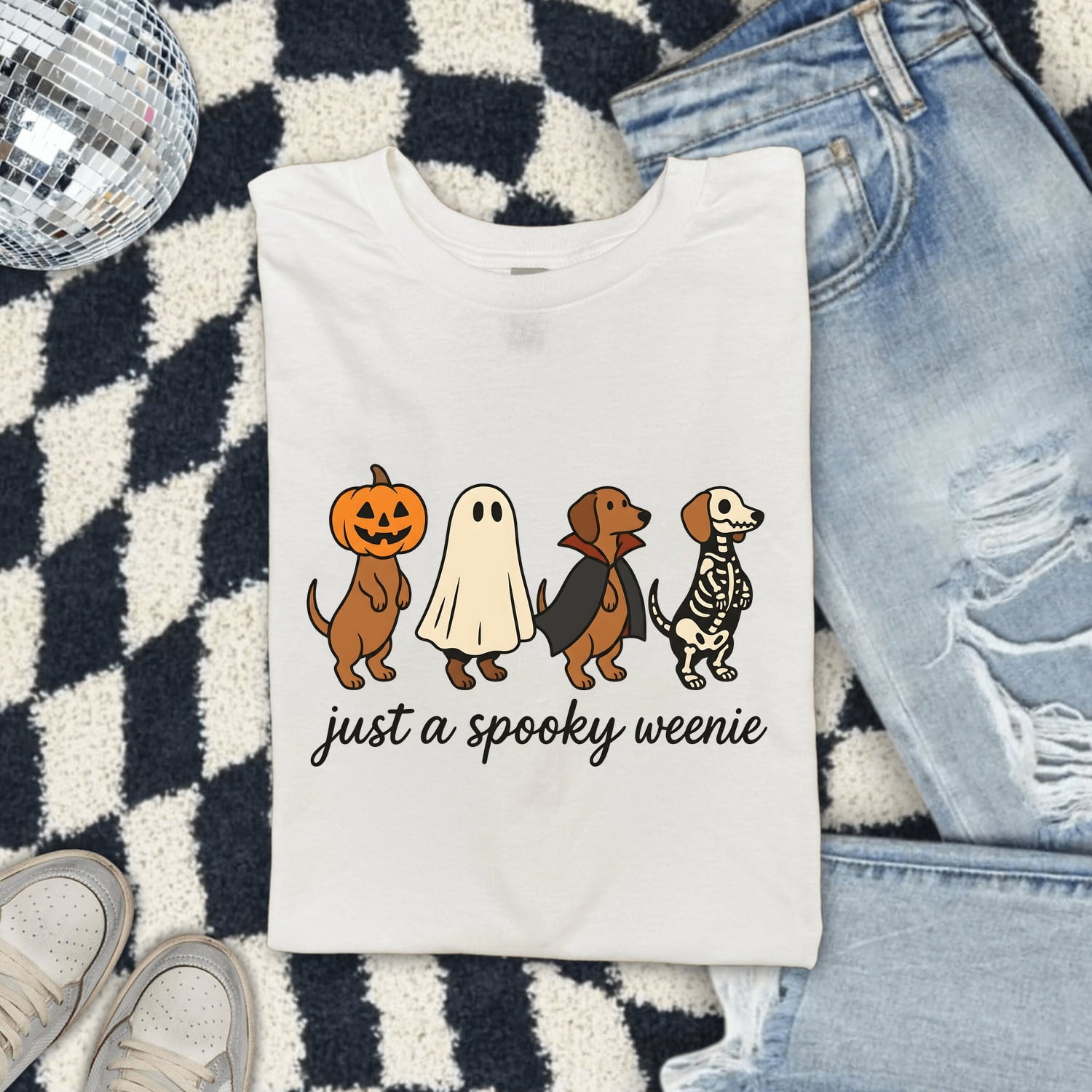 Halloween Dachshund Shirt for Women – Funny Wiener Dog Monster Costume Graphic Tee