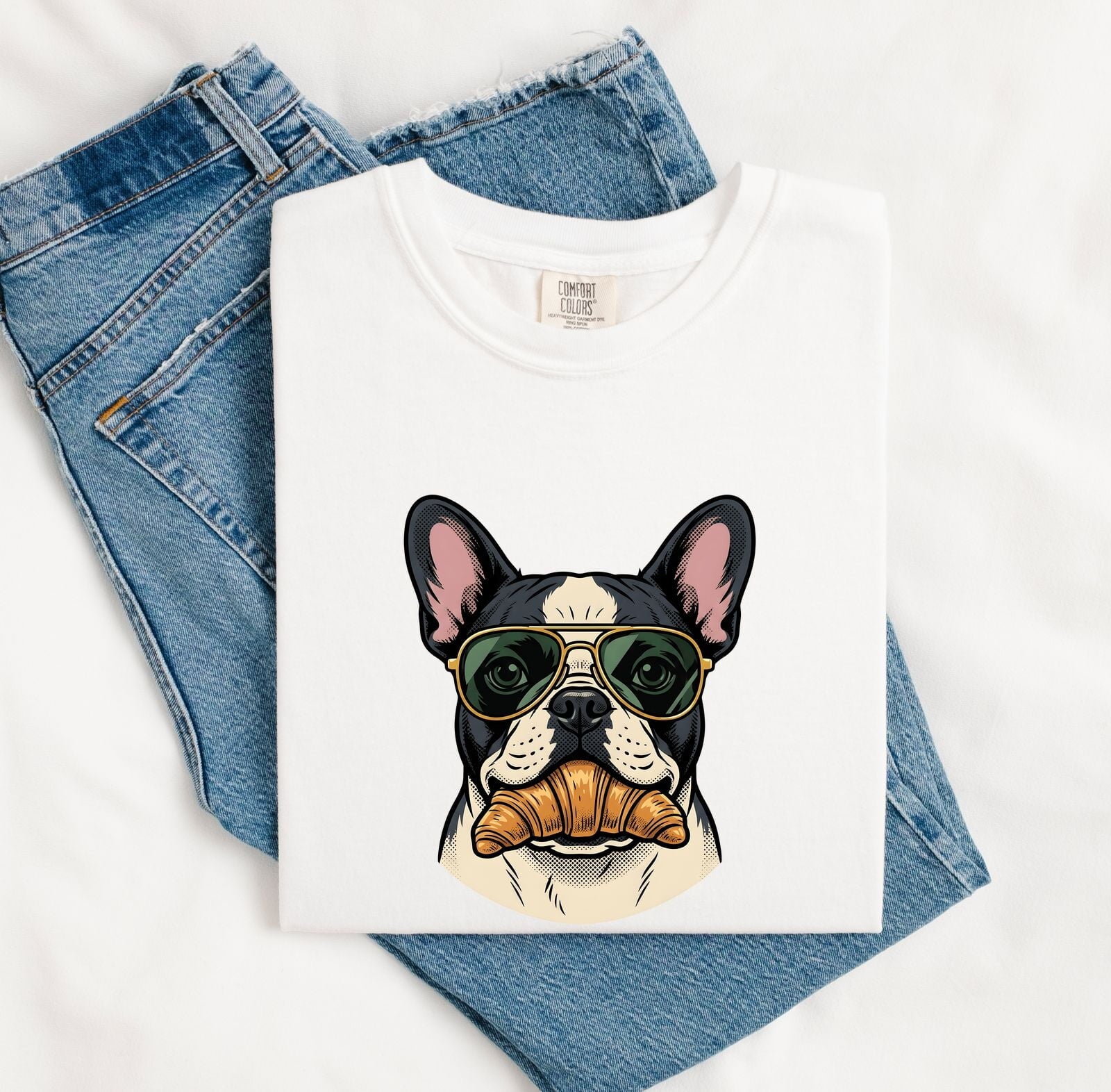 French Bulldog Shirt for Women – Vintage Sunglasses Snack Puppy Graphic Tee