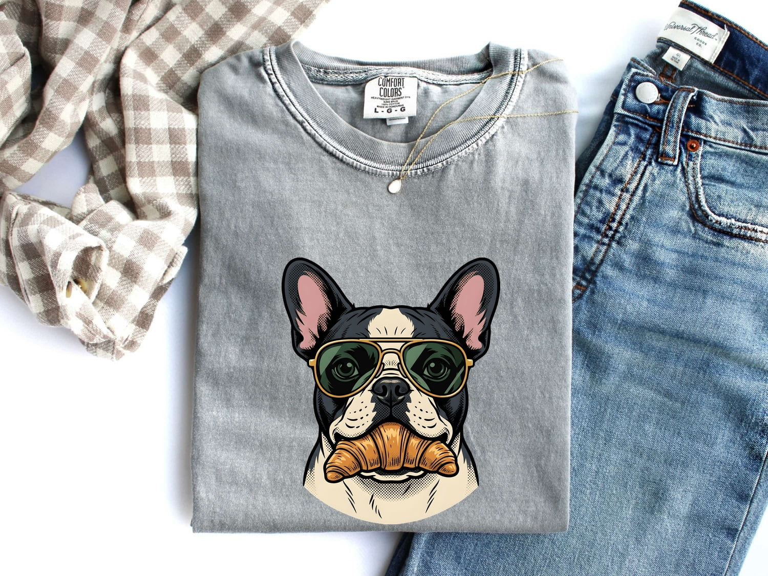 French Bulldog Shirt for Women – Vintage Sunglasses Snack Puppy Graphic Tee