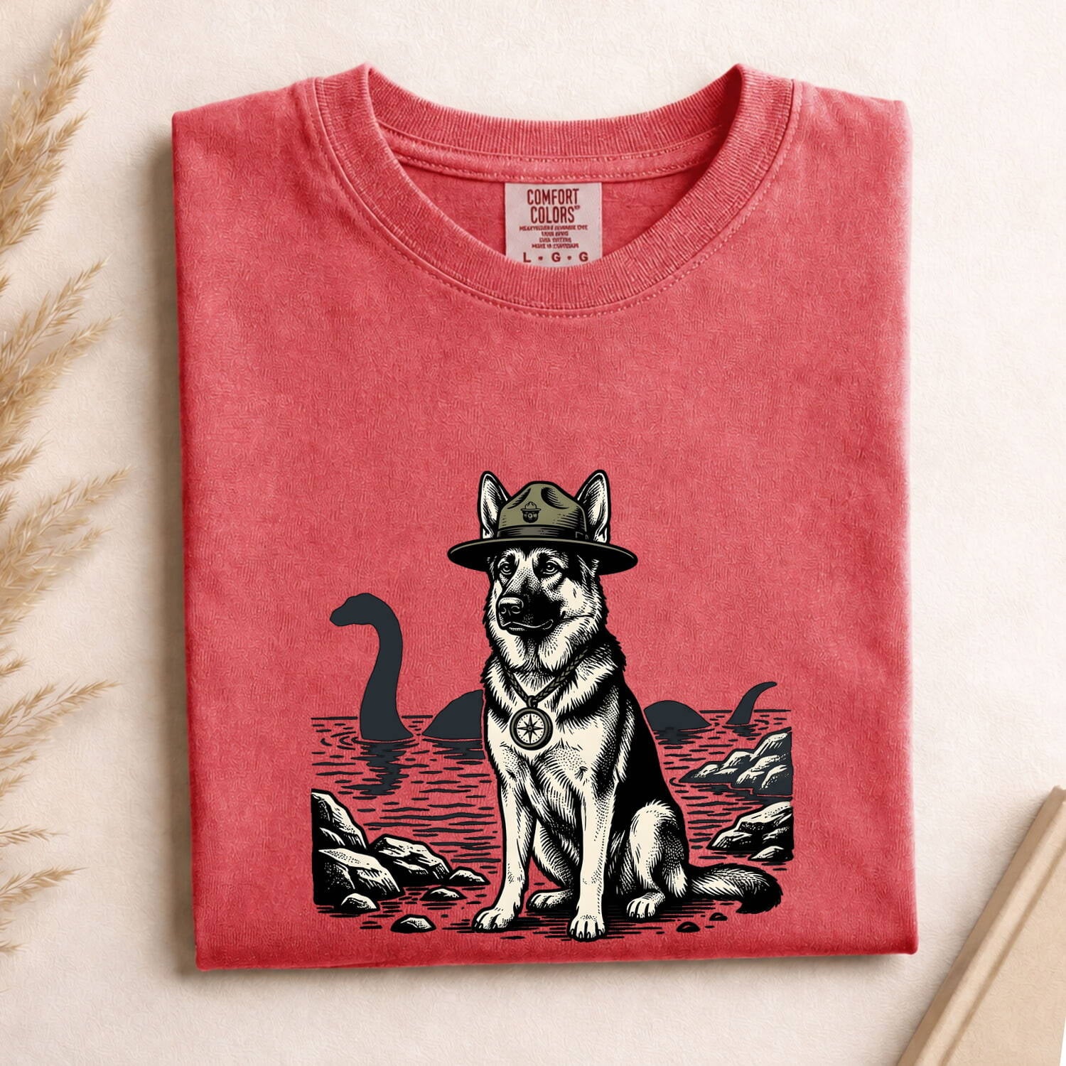 German Shepherd Shirt for Women – Retro Vintage Outdoor Navigation Sketch Graphic Tee