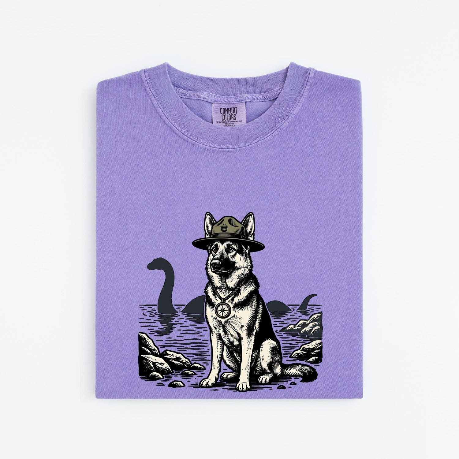 German Shepherd Shirt for Women – Retro Vintage Outdoor Navigation Sketch Graphic Tee