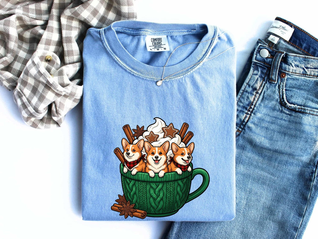 Corgi Coffee Shirt for Women – Kawaii Espresso Comic Mug Dog Graphic Tee