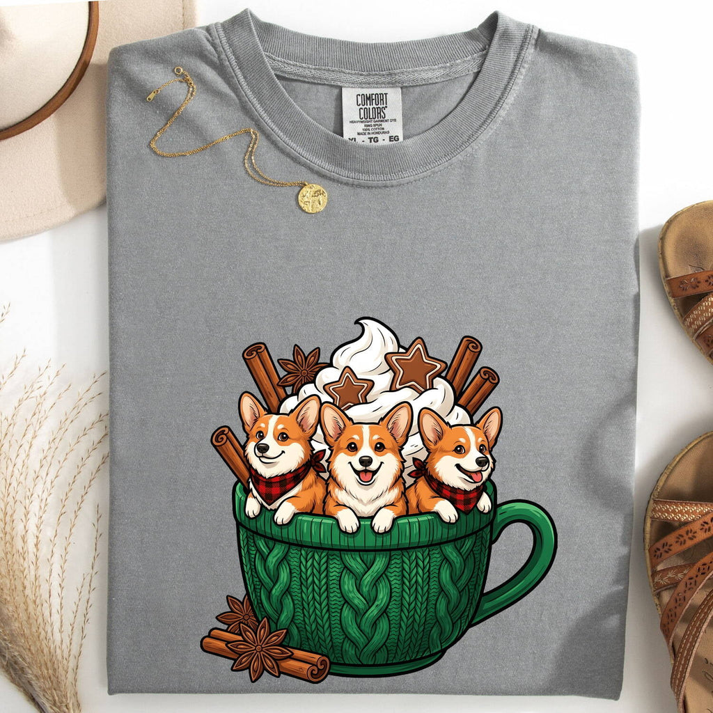 Corgi Coffee Shirt for Women – Kawaii Espresso Comic Mug Dog Graphic Tee