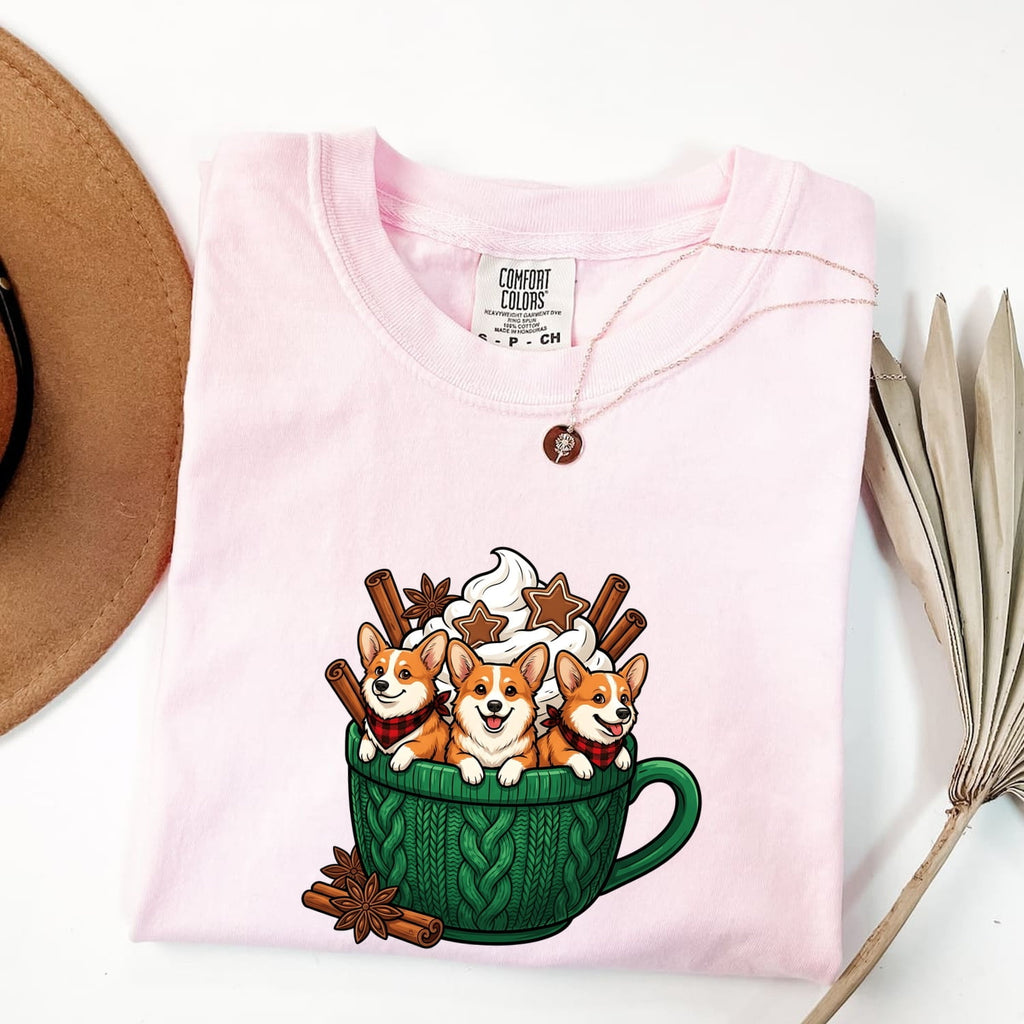 Corgi Coffee Shirt for Women – Kawaii Espresso Comic Mug Dog Graphic Tee