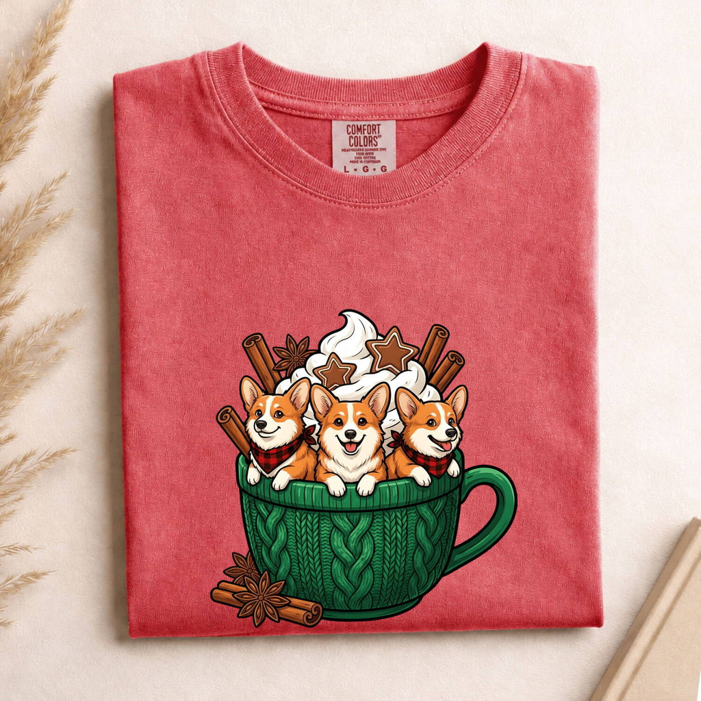 Corgi Coffee Shirt for Women – Kawaii Espresso Comic Mug Dog Graphic Tee
