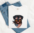 4th of July Rottweiler Shirt for Women – Patriotic Hand Drawn Puppy Sketch Graphic Tee