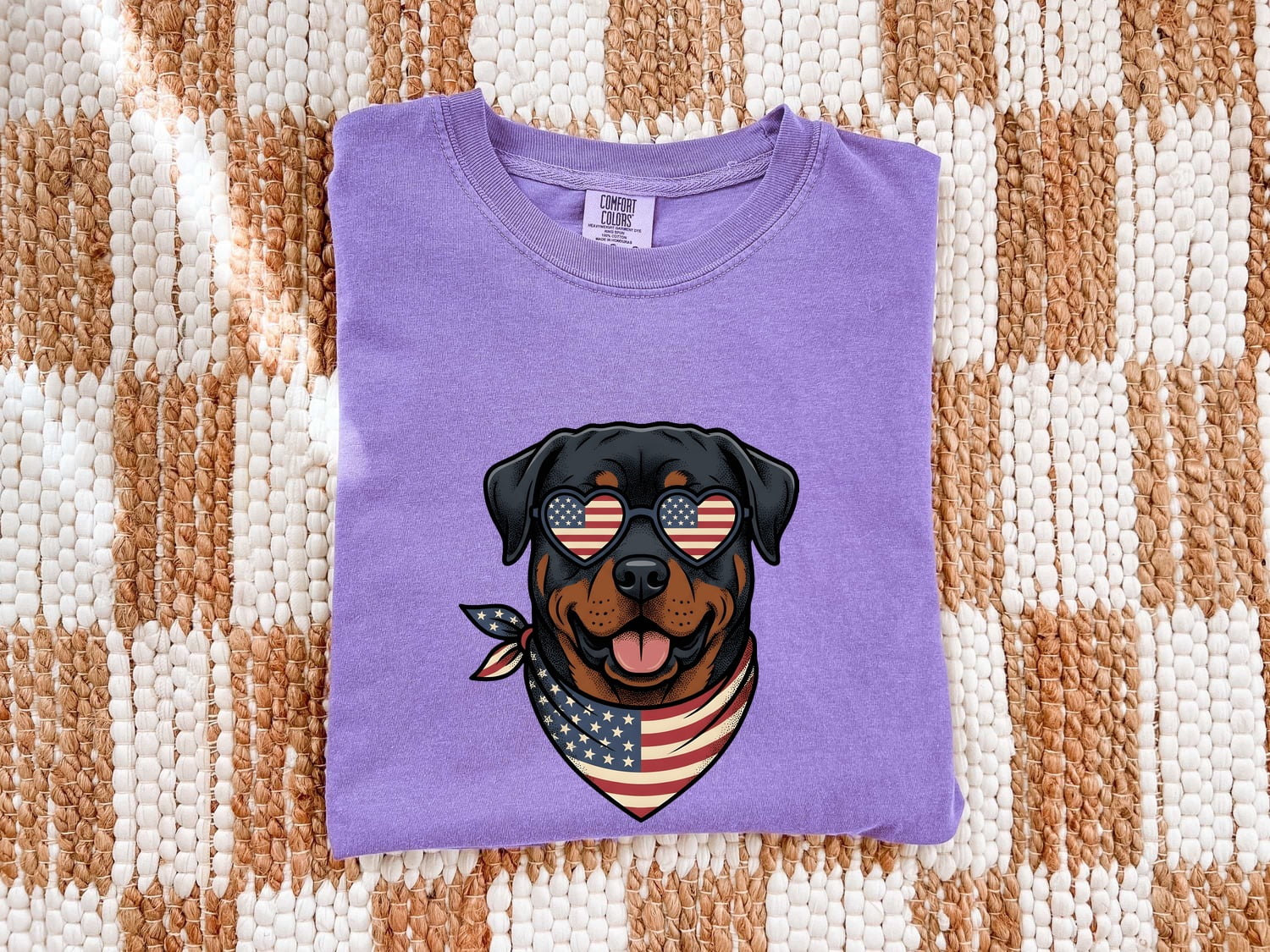 4th of July Rottweiler Shirt for Women – Patriotic Hand Drawn Puppy Sketch Graphic Tee