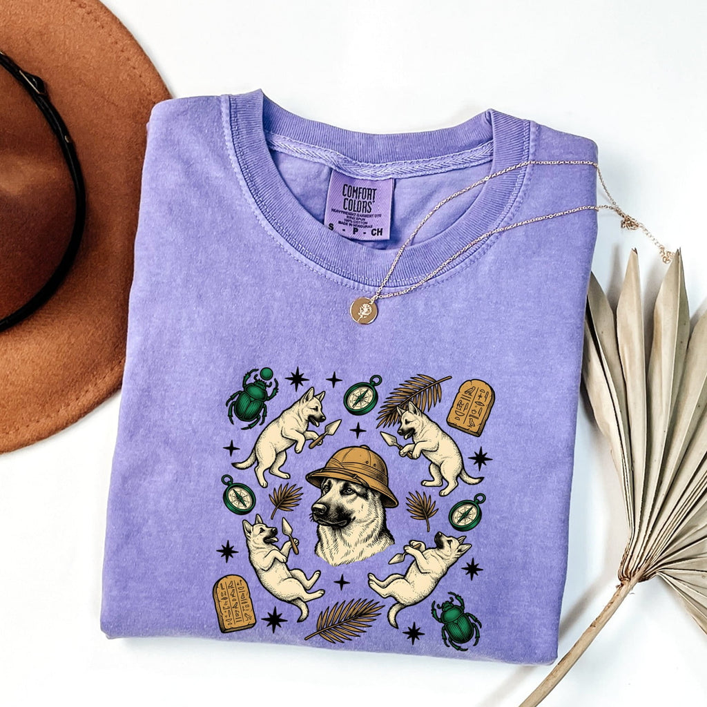 German Shepherd Shirt for Women – Adventure Sketch Old Compass Alsatian Graphic Tee