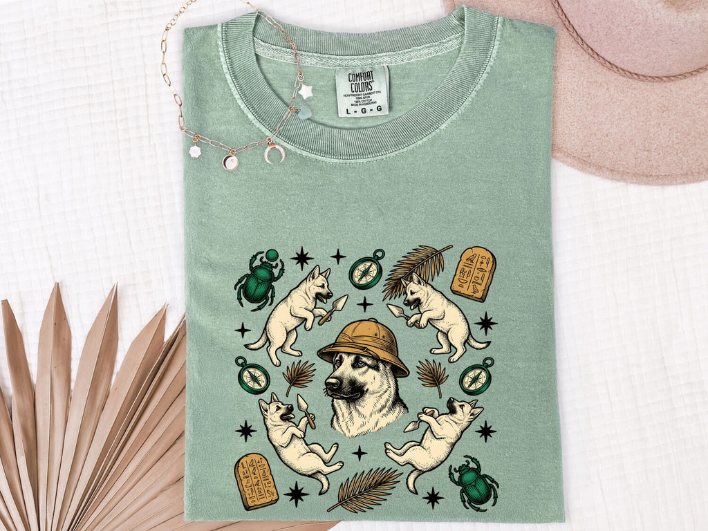 German Shepherd Shirt for Women – Adventure Sketch Old Compass Alsatian Graphic Tee