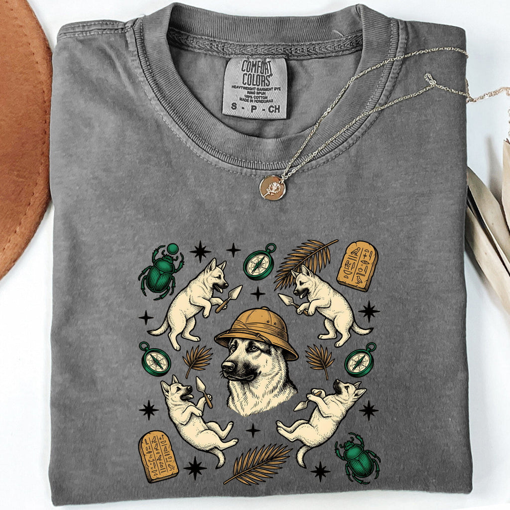 German Shepherd Shirt for Women – Adventure Sketch Old Compass Alsatian Graphic Tee
