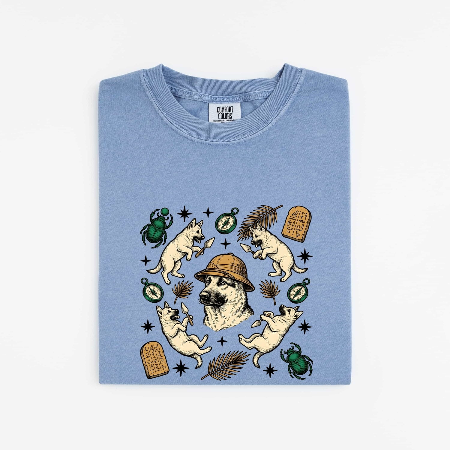 German Shepherd Shirt for Women – Adventure Sketch Old Compass Alsatian Graphic Tee