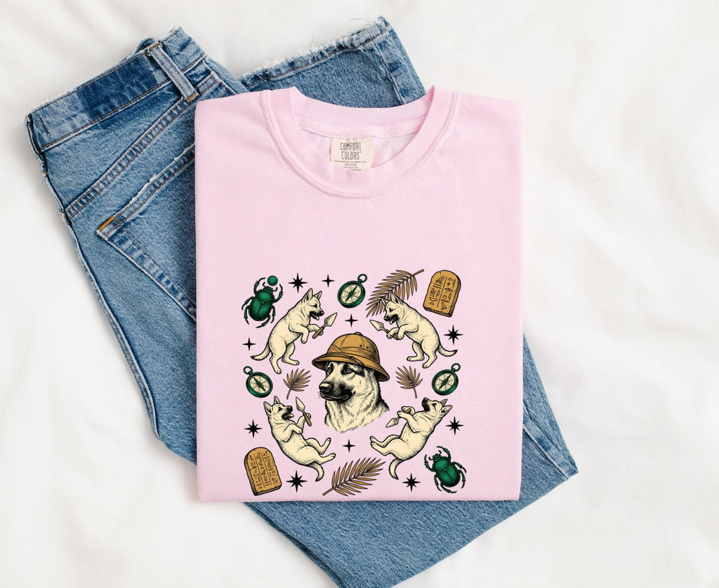 German Shepherd Shirt for Women – Adventure Sketch Old Compass Alsatian Graphic Tee