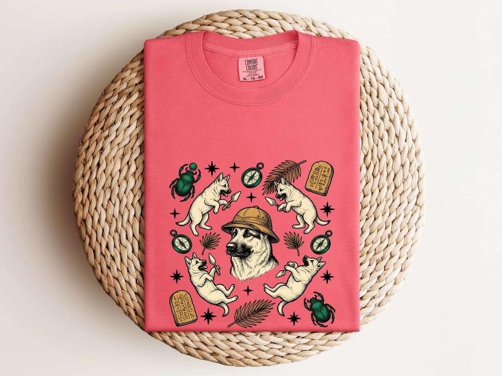 German Shepherd Shirt for Women – Adventure Sketch Old Compass Alsatian Graphic Tee