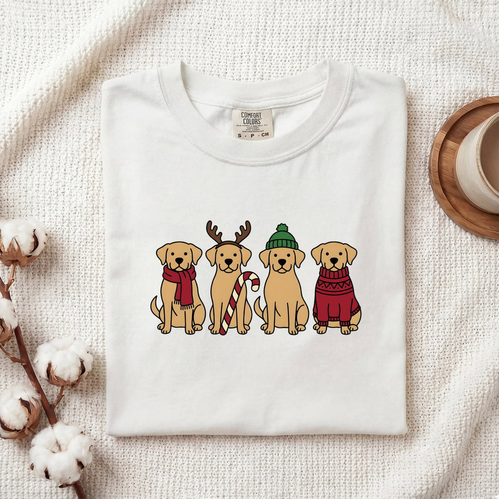 Christmas Labrador Shirt for Women – Holiday Cartoonish Dog Festive Graphic Tee