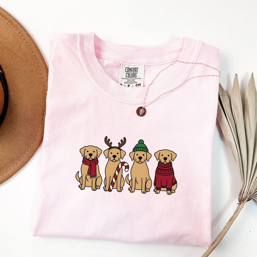 Christmas Labrador Shirt for Women – Holiday Cartoonish Dog Festive Graphic Tee