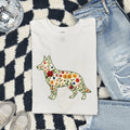 German Shepherd Shirt for Women – Folk Floral Embroidery Botanical Puppy Graphic Tee