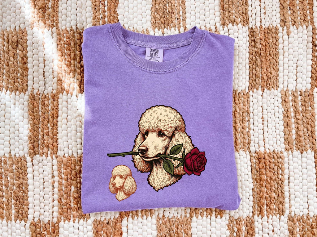 Poodle Shirt for Women – Retro Floral Doodle Bouquet Dog Graphic Tee