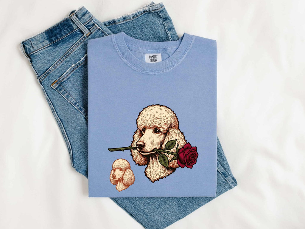 Poodle Shirt for Women – Retro Floral Doodle Bouquet Dog Graphic Tee
