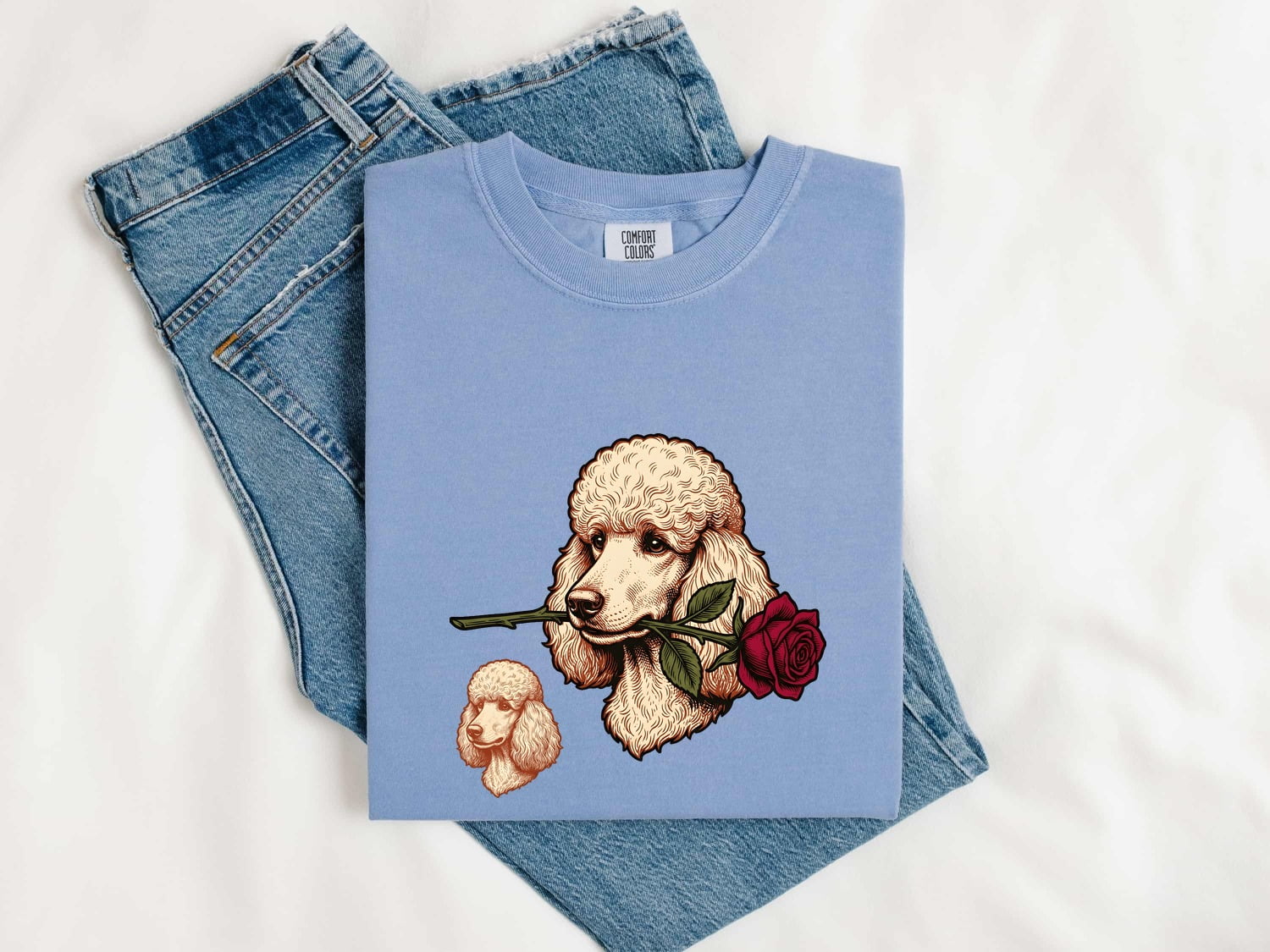 Poodle Shirt for Women – Retro Floral Doodle Bouquet Dog Graphic Tee